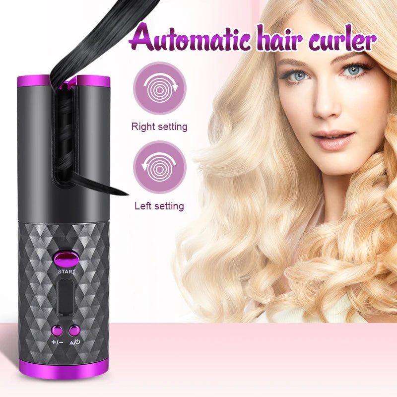 Automatic Hair Curler – 3 Color Options, USB Charging, Wireless Rotating Curling Iron, Anti-Scalding