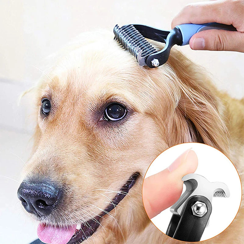 Professional Pet Deshedding Brush – Dog Hair Remover & Fur Knot Cutter, Cat Comb for Grooming & Shedding