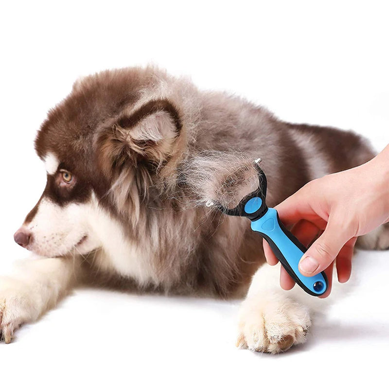 Professional Pet Deshedding Brush – Dog Hair Remover & Fur Knot Cutter, Cat Comb for Grooming & Shedding