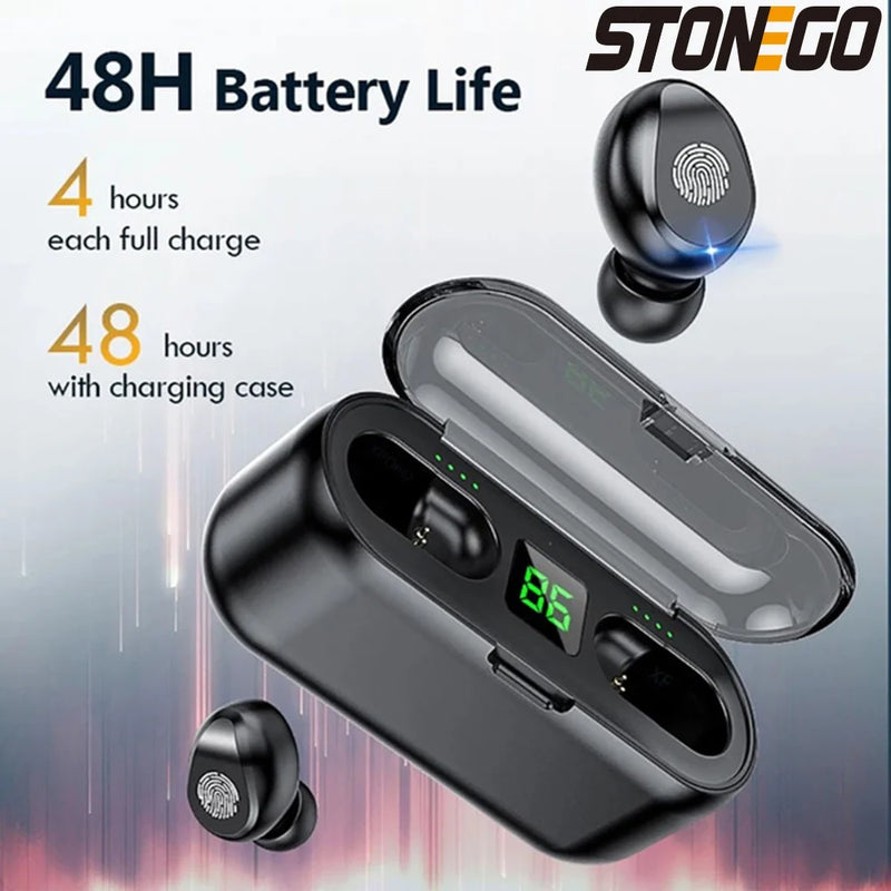 Wireless Bluetooth Earbuds TWS – Sports Waterproof Earphones with HiFi Noise-Cancelling Deep Bass & Charging Case