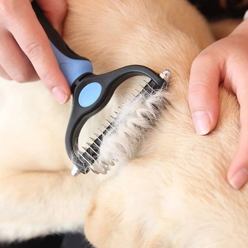 Professional Pet Deshedding Brush – Dog Hair Remover & Fur Knot Cutter, Cat Comb for Grooming & Shedding