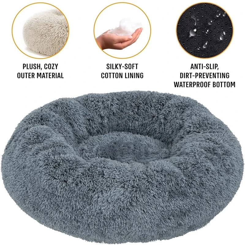 40-90cm Round Pet Bed – Super Soft Plush Dog Bed for Large & Medium Dogs, Cozy Winter Cat House