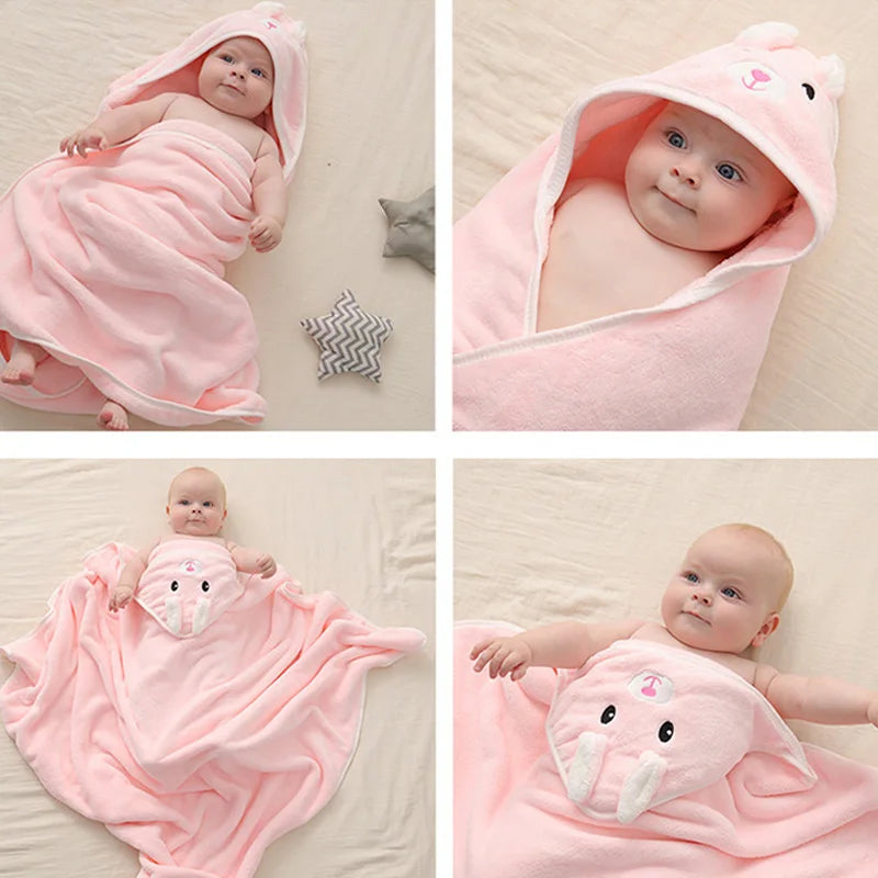 Cartoon Baby Hooded Bath Towel – Soft Newborn Bathrobe & Swaddle Wrap for Boys & Girls 2023