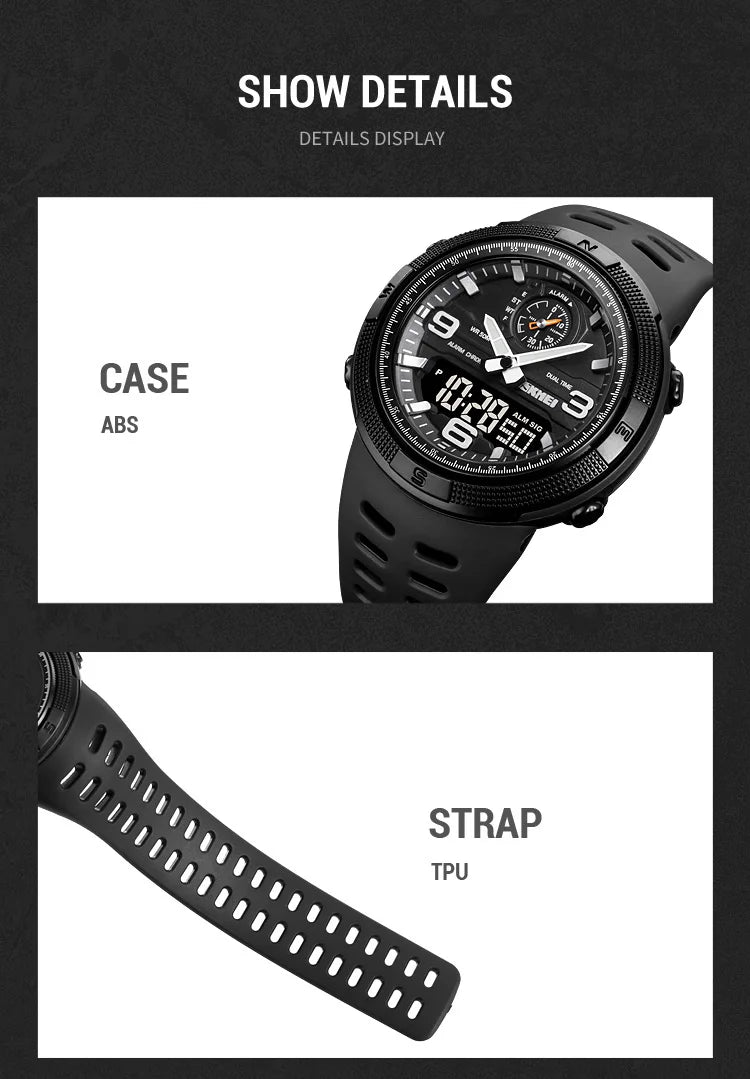 SKMEI 1655 Outdoor Sports Men's Electronic Watch – Dual Display Multifunctional Waterproof Exploration Watch