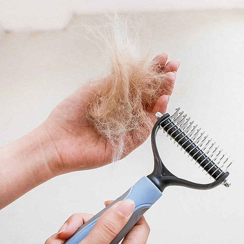 Professional Pet Deshedding Brush – Dog Hair Remover & Fur Knot Cutter, Cat Comb for Grooming & Shedding