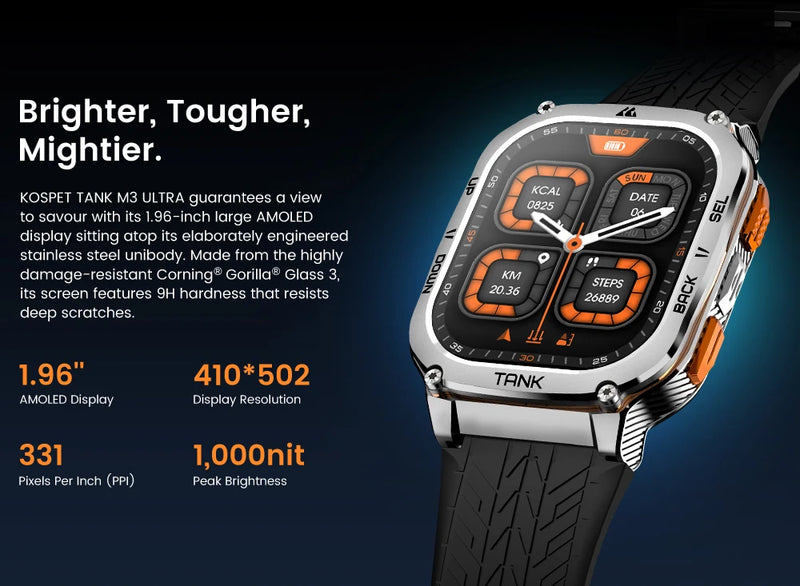 2024 KOSPET TANK M3 Ultra GPS Smartwatch – Rugged, Waterproof & Military-Grade