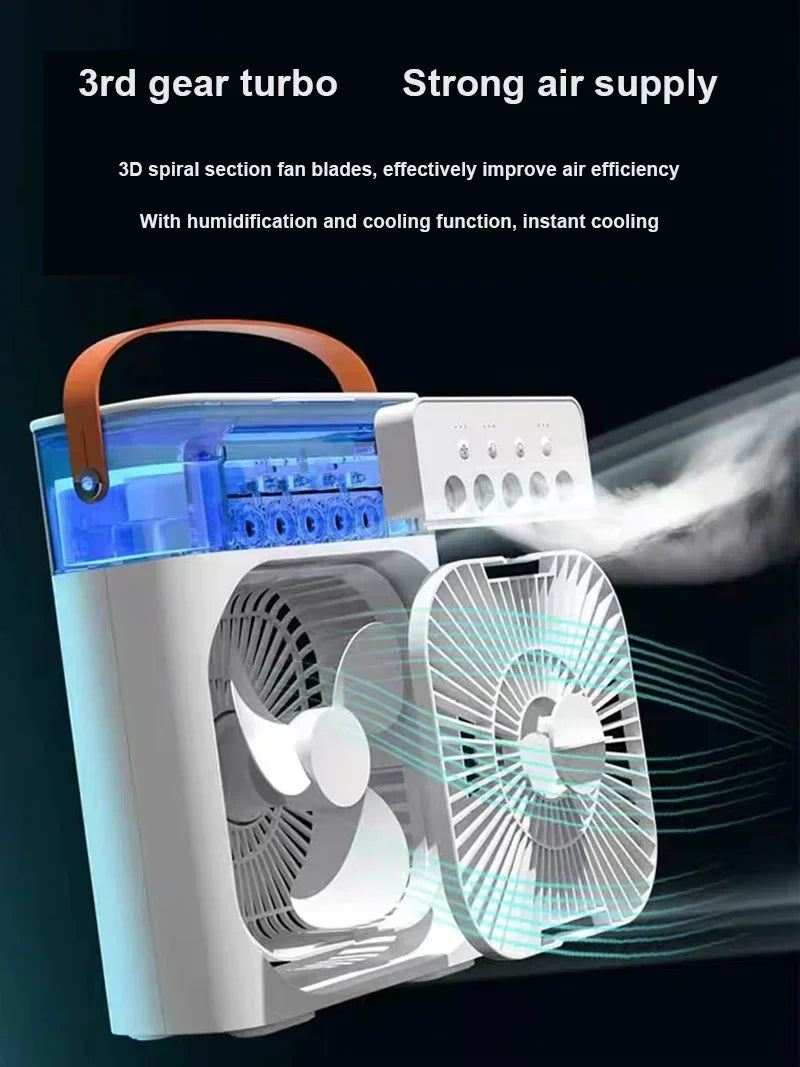 Xiaomi Mijia 3-in-1 Portable Desk Fan – USB Air Conditioner, Night Light, and Hydro Water Mist Adjustment, Silent 3-Speed Fan for Home