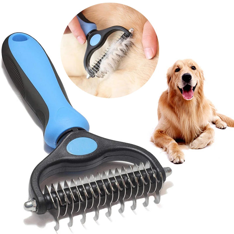 Professional Pet Deshedding Brush – Dog Hair Remover & Fur Knot Cutter, Cat Comb for Grooming & Shedding