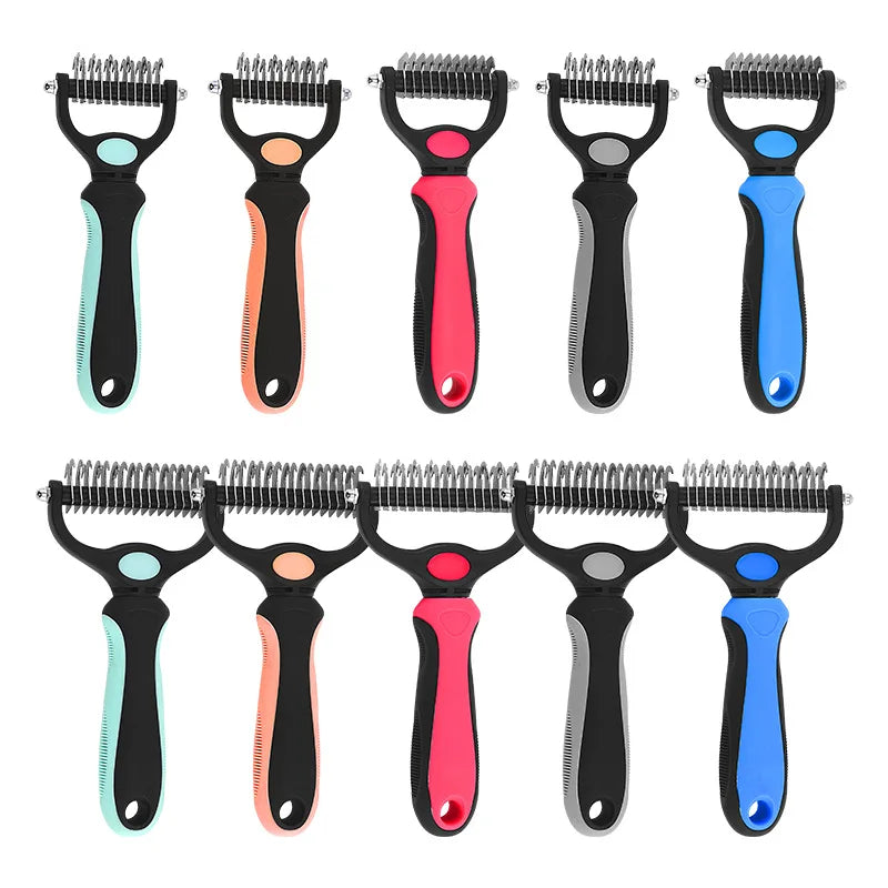 Professional Pet Deshedding Brush – Dog Hair Remover & Fur Knot Cutter, Cat Comb for Grooming & Shedding