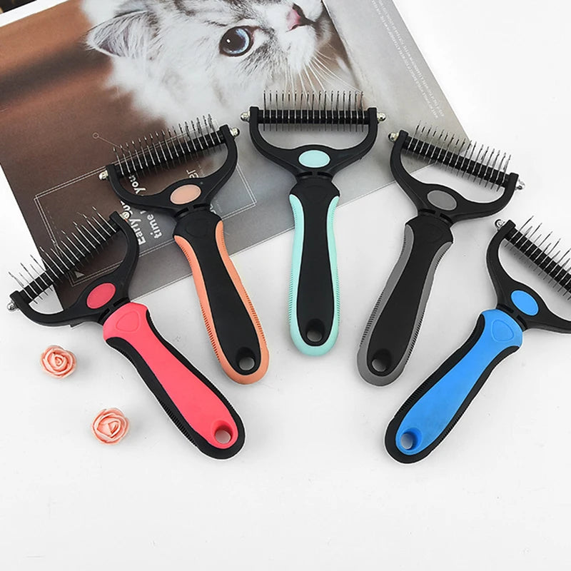 Professional Pet Deshedding Brush – Dog Hair Remover & Fur Knot Cutter, Cat Comb for Grooming & Shedding